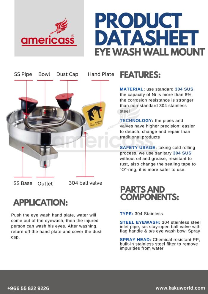 EYE WASH WALL MOUNTED SHOWER SS