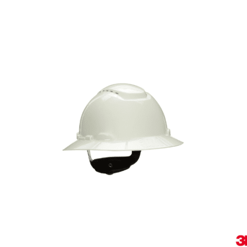 3M™ Full Brim Hard Hat , White 4-Point Ratchet Suspension, with Uvicator - H-801R-UV