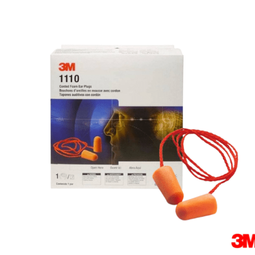 3M 1110 Corded Foam, Noise Reduction Ear Plugs ,BOX Of 100 Each